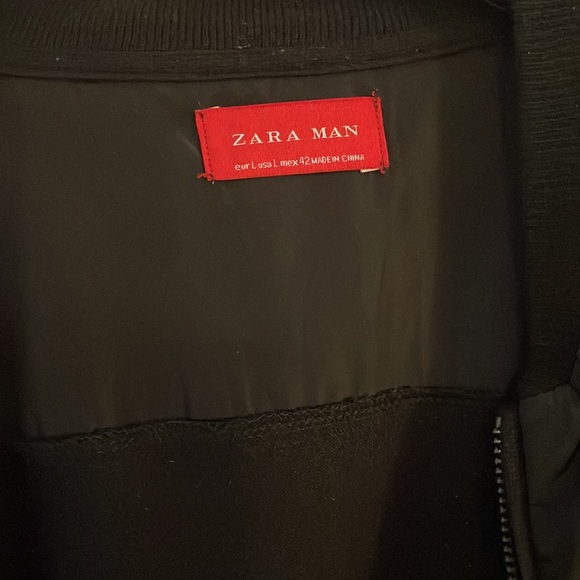 Zara Man Lightweight Bomber Style Nylon Zipper Black Jacket Size US Large - Picture 2 of 8